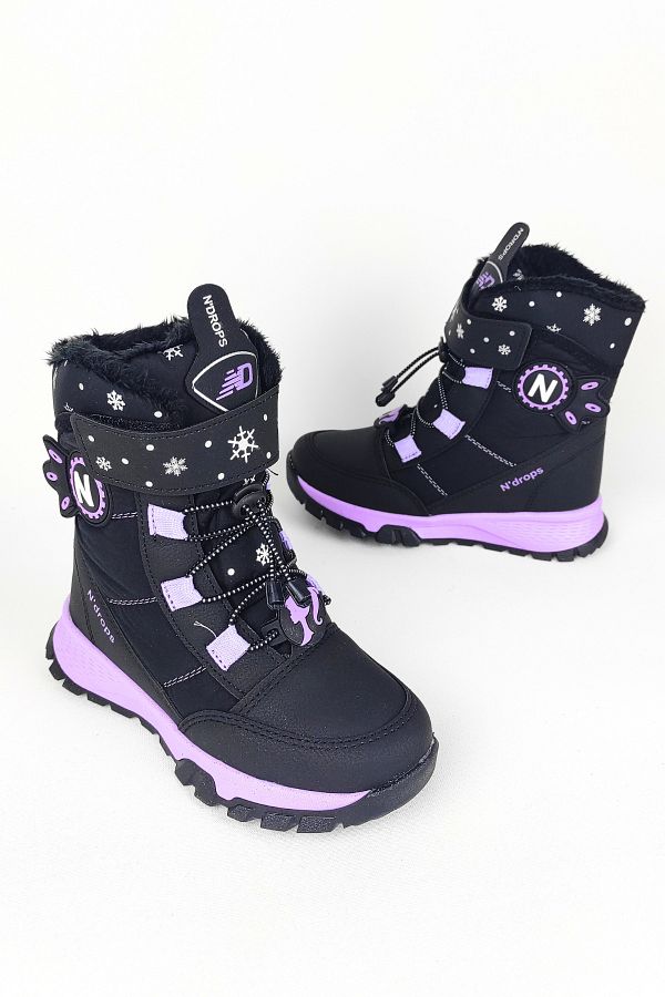 Zerenyus-Waterproof Furry Girl's Snow Boots 1