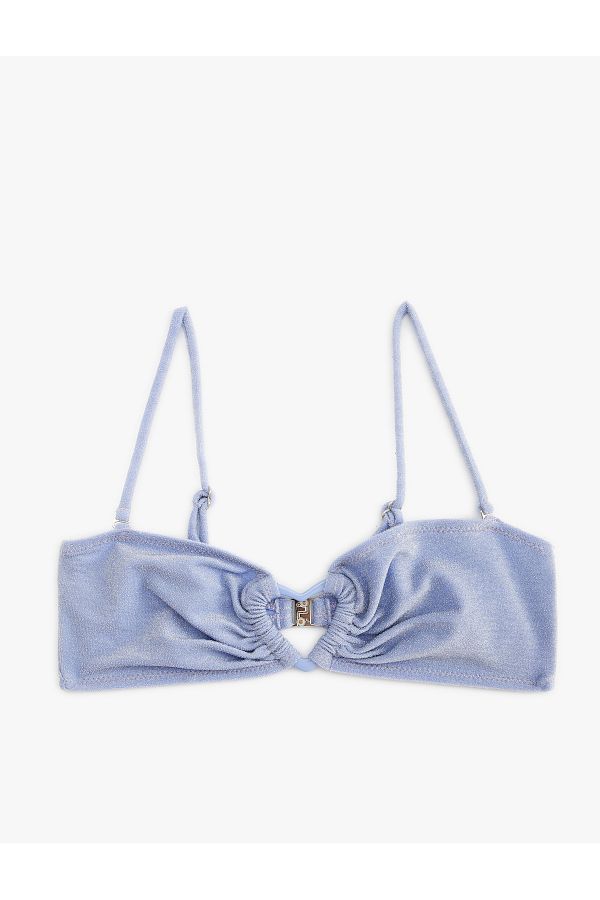 Koton-Shiny Strapless Bikini Top - Unlined Padding with Detachable Straps and Heart Detail 1