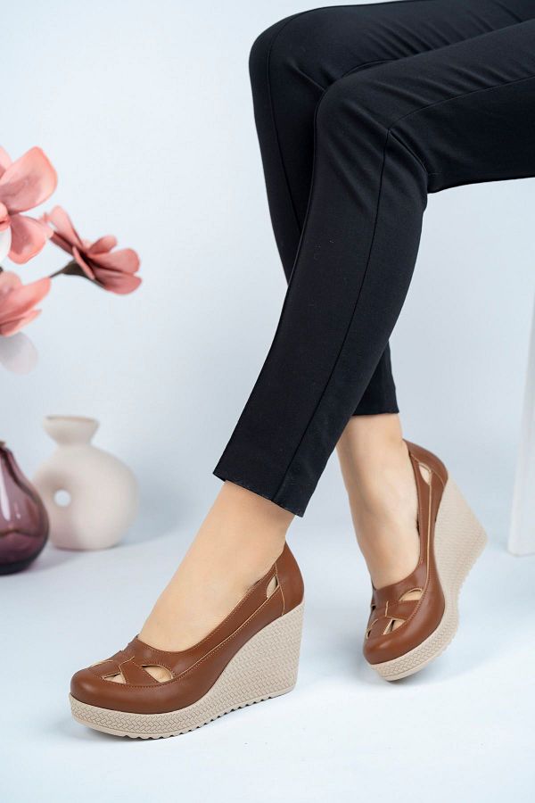 Tan wedge shoes shop