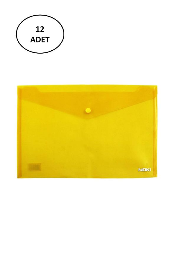 Noki-Document Envelope with File Snap Fastener Yellow 12 Pieces 1