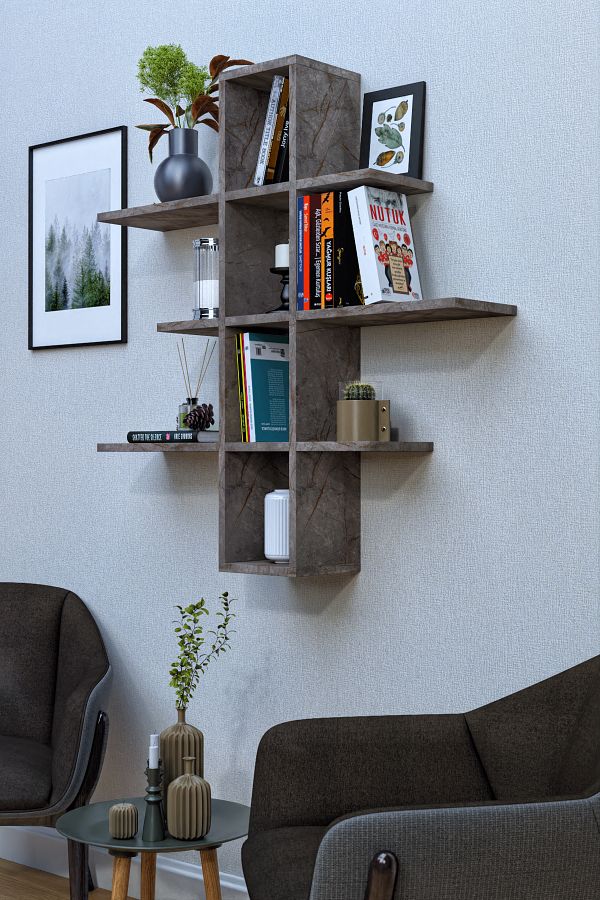 moka park avm-10 Compartments 3 Shelves Wall Mounted Decorative Multi-Purpose Shelf Bookcase 1