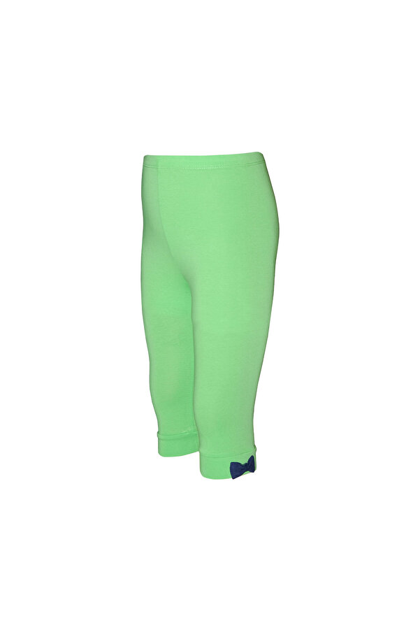LOVETTI Pastel Yeşil Basic Kız Çocuk Fiyonklu Diz Altı Tayt Kapri