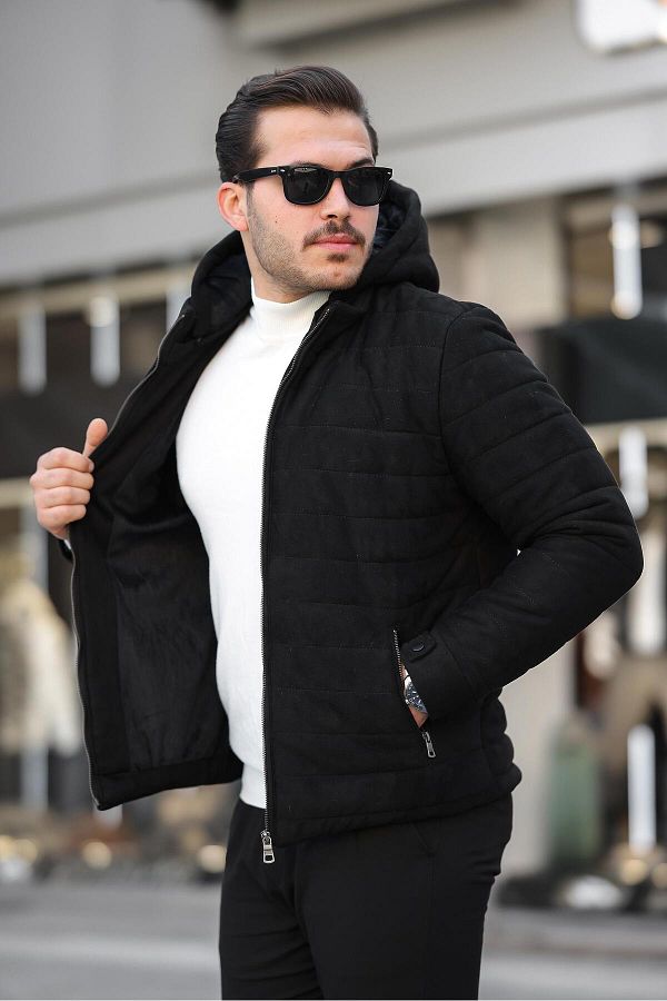 Delpino Men s Slim Fit Hooded Suede Coat Trendyol