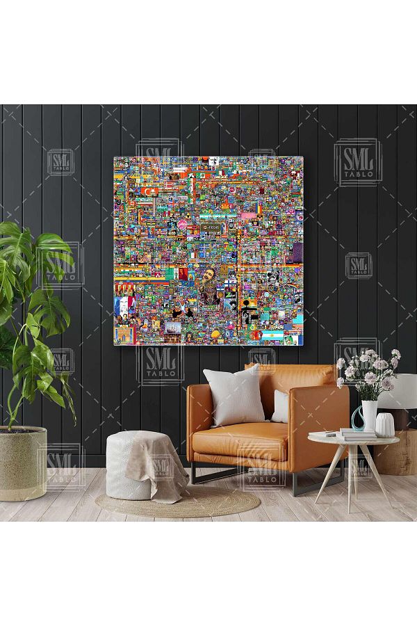 SML TABLO-Reddit R locație Ataturk Turcia, Elraenn Twitch Reddit Defense Line Square Canvas Print 1