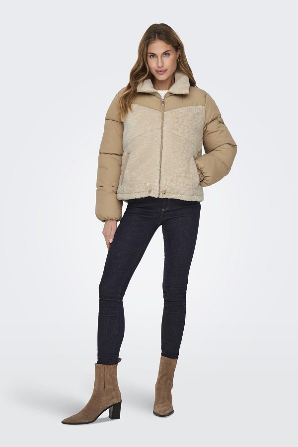 ONLY Onlsiena Teddy Mix Puffer Cc Otw Stone - 15322083- Trendyol