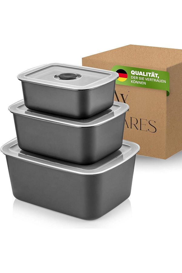 Viwares-Vakuumdosen 3er Set Anthrazit - Luftdicht, Frischhaltend & Stapelbar 1