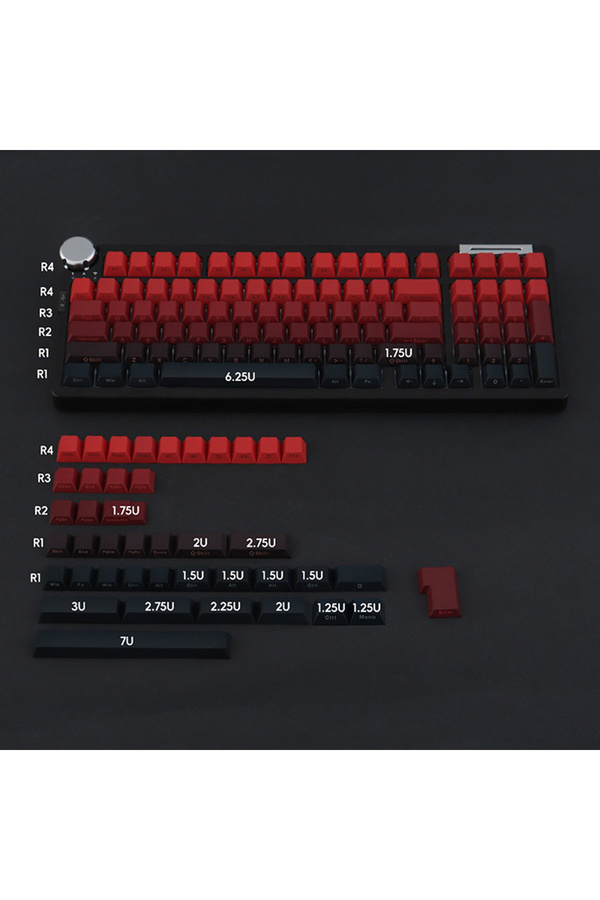GYYSH-Dye Sublimation Black Red Gradient Keycaps Side Engraved PBT Material 139 Keys Cherry Profile For... 1