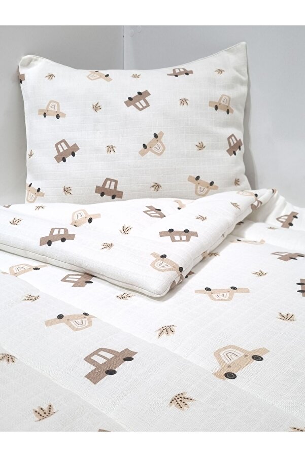 Yada Baby %100 Organik Pamuk Müslin Kumaştan 3 Parça Bebek Yorganı Seti 70 X 120 Cm