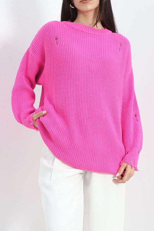 Pink ripped sweater top