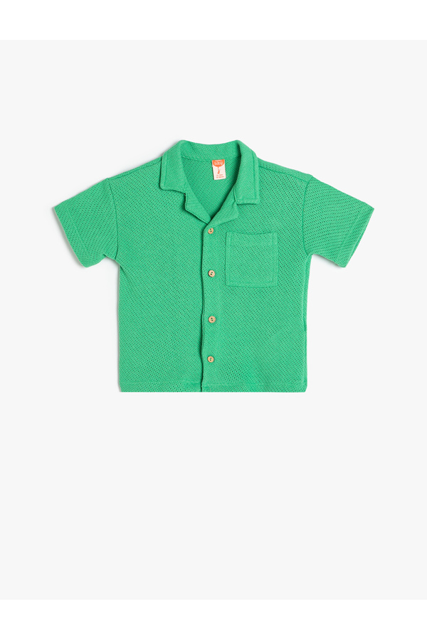 Koton Gömlek Pamuk Karışımlı Kısa Kollu Tek Cep Detaylı