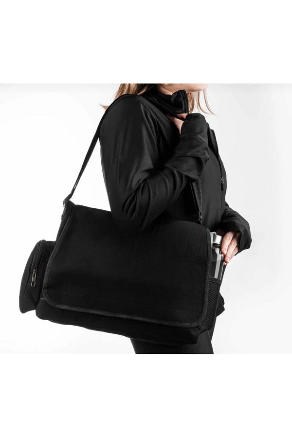 Kostebek Black Covered Messenger Bag with Side Pocket and Water Bottle Compartment