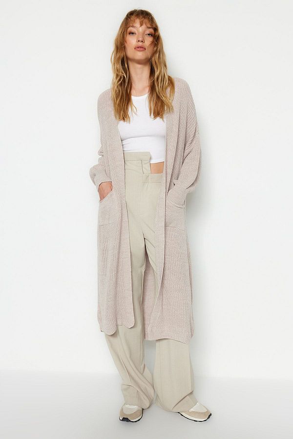 Trendyol Collection-Podstawowy sweter dziergany Stone Maxi TWOAW24HI00096 1