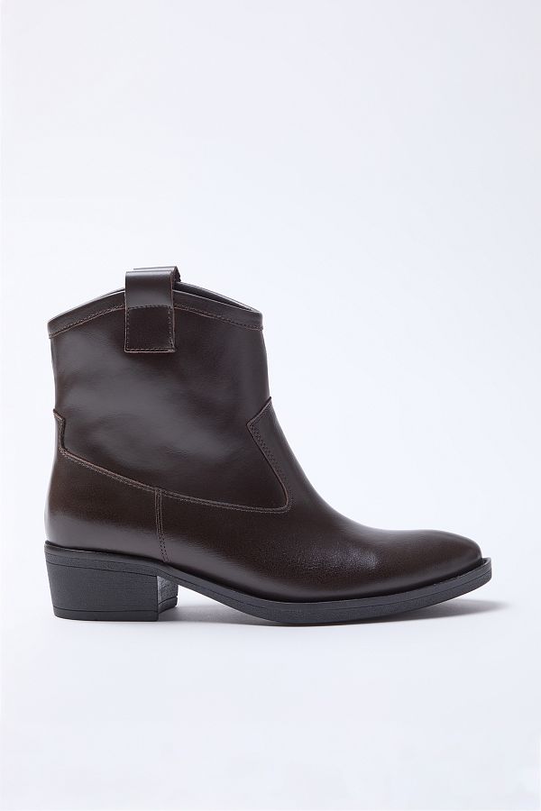 TRENDYOL SHOES-Темно-коричневі жіночі ковбойські чоботи з натуральної шкіри TAKAW25BO00055 1