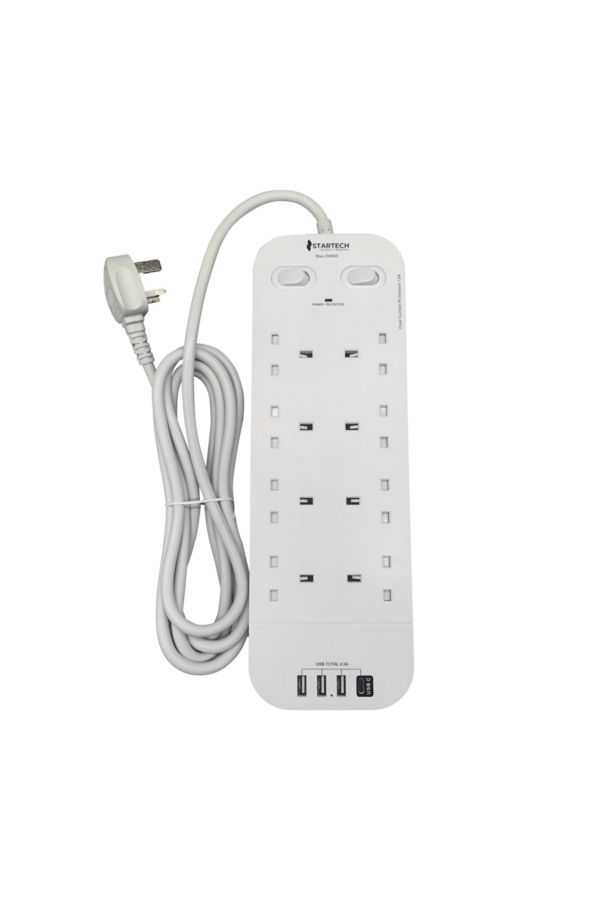 startech-8-Outlet Extension Cord with 2-Switch and 3-USB HN6090 1