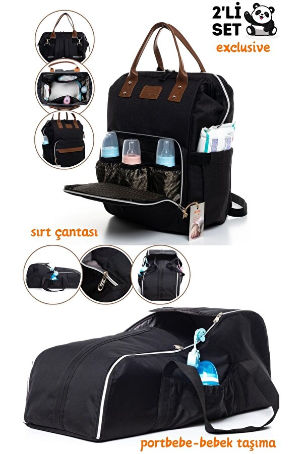 sahra bebek EXCLUSIVE 2'Lİ DOĞUM SETİ (FONKSİYONEL BEBEK BAKIM SIRT ÇANTASI VE PORTBEBE-BEBEK TAŞIMA)