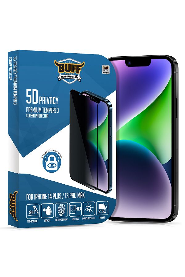 Buff-iPhone 14 Plus/13 Pro Max 5D Privacy Screen Protector - Clear 1