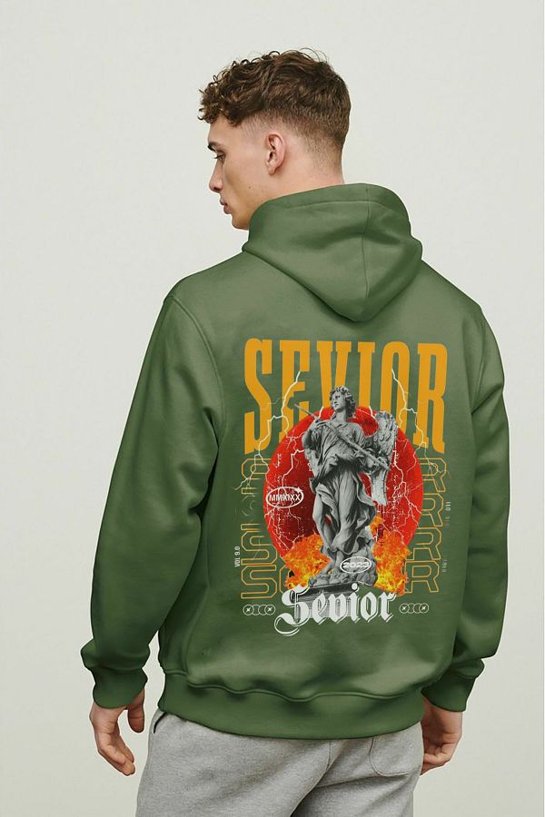 Butik-سويت شيرت بجيب الكنغر كبير الحجم مطبوع للجنسين من Sevior 1