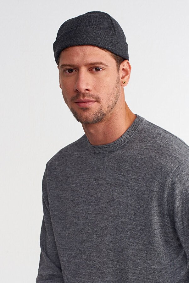 Külah Men's Smoked Patterned Wool Skullcap Hat Docker Cap- Trendyol