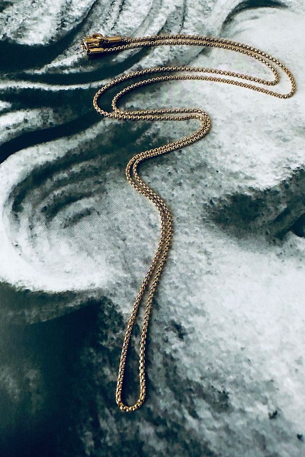 Medusa Accessories-316L Stainless Steel Round Box Chain Necklace Gold Color 1mm Thickness 65cm Length 1