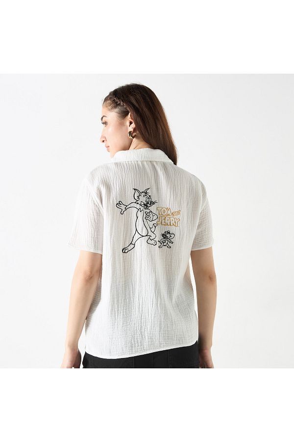 SP Characters-Tom and Jerry Embroidered Shirt with Short Sleeves 1