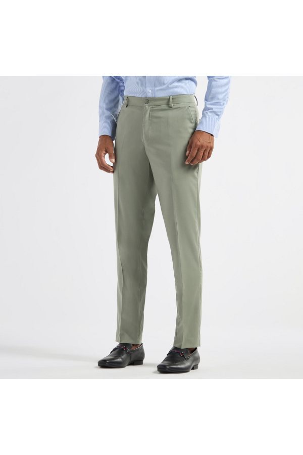 FAV-Regular Fit Flexi Waist Trousers with Pockets and Button Closure 1