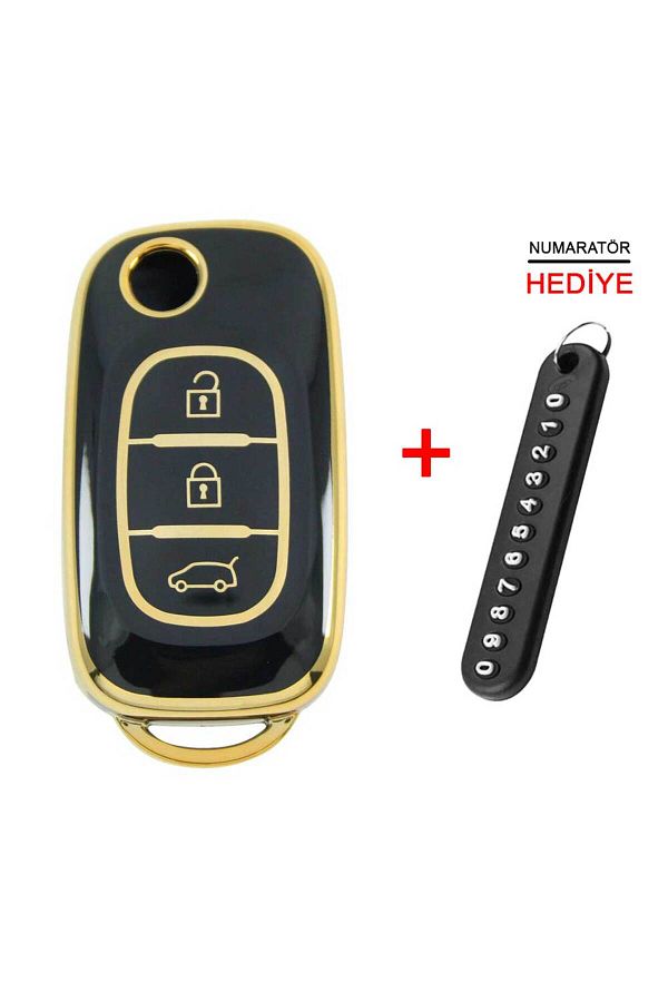 babikamium-Renault Megane III Fluence 3 Button Switchblade Black Auto Key Control Container Case Auto Keychain 1