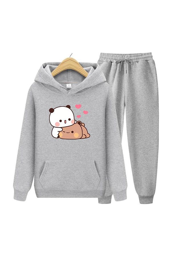 Frisson-Oversize Hooded Tracksuit Set - Sweatshirt and Jogger 1
