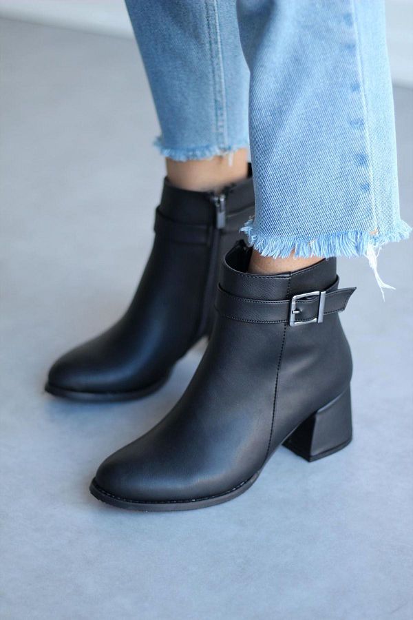 Mida Shoes 403 Black Leather Women s Boots Trendyol
