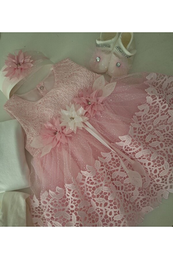 biyan collection Kız Bebek Mevlüt Özel Gün 5 li Baby Shower Seti Dantelli Gelinlik Abiye Elbise Bebek Doğum Hediyesi