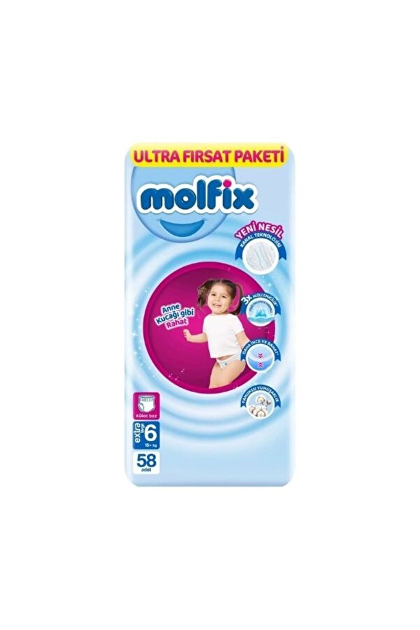 Molfix MOLFİX Külot Bez 6 Beden E.large Ultra Fırsat Paketi 58 Adet