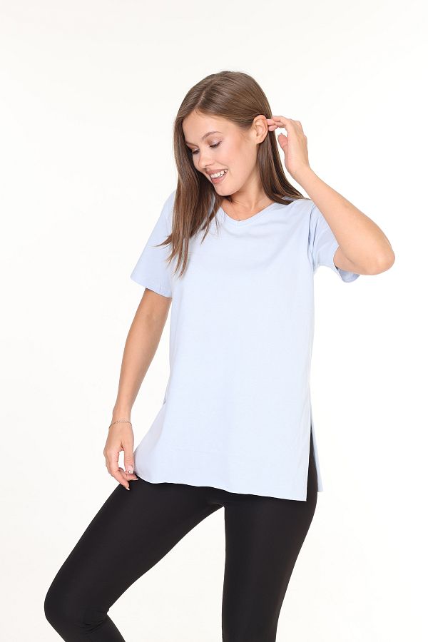 Tight Lady-X Serüven - Tricou asimetric din bumbac, cu decolteu în V, cu fantă laterală 1