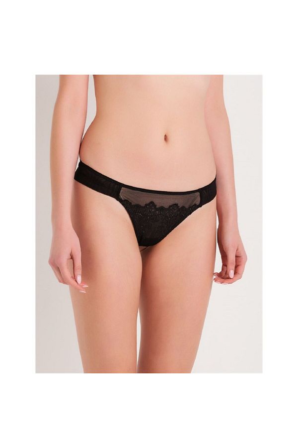 Magic Form-692 Chiloți șiruri din dantelă braziliană brodate - negru 1