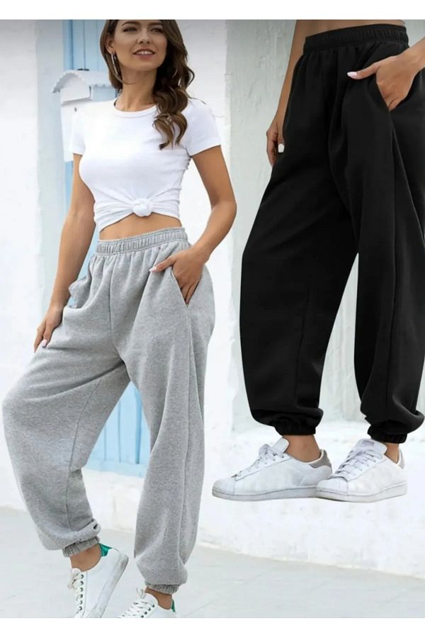 BAWALL High Waist Women s Jogger Sweatpants Set of 2 3 Thread 100 Cotton Trendyol