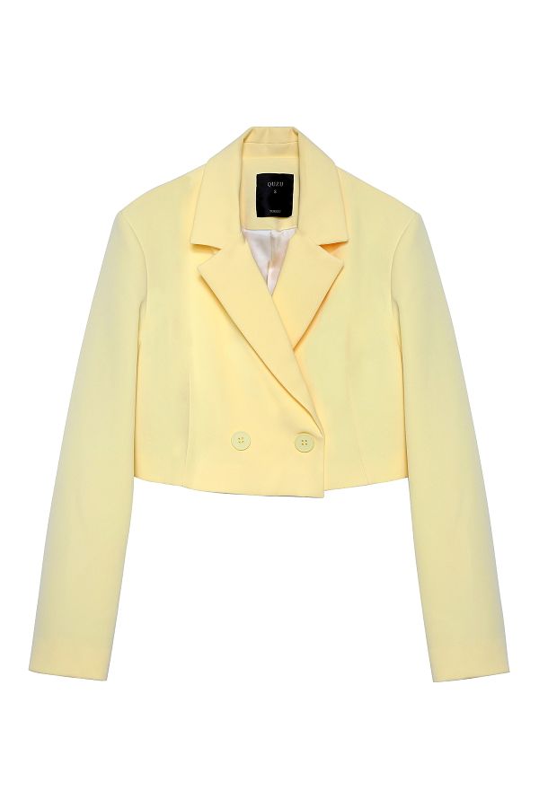 Yellow cropped blazer cheap