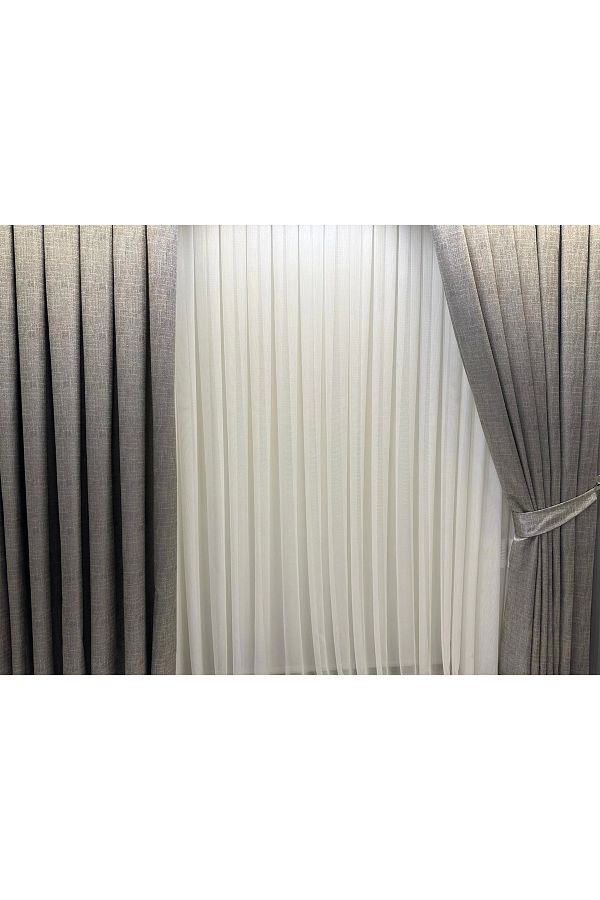 NİVEMESHOME-Nivemeshome Sumay - 1/3 Thin Pleated Tulle Curtain Apb 1