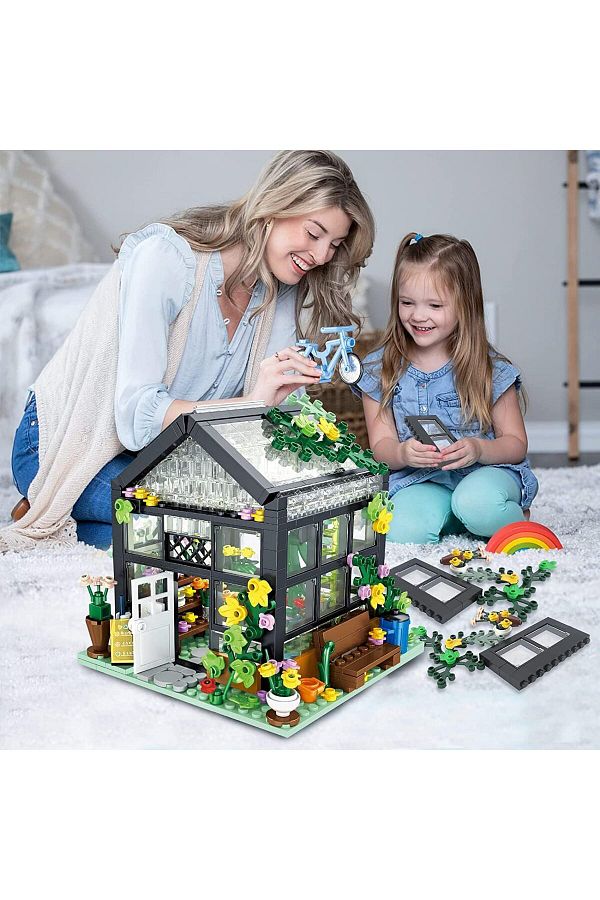 Yelajoy-مجموعة مكعبات البناء، بيت الزهور، تحتوي على 579 مكعب بناء، مع أضواء LED، وتفاصيل واقعية 1