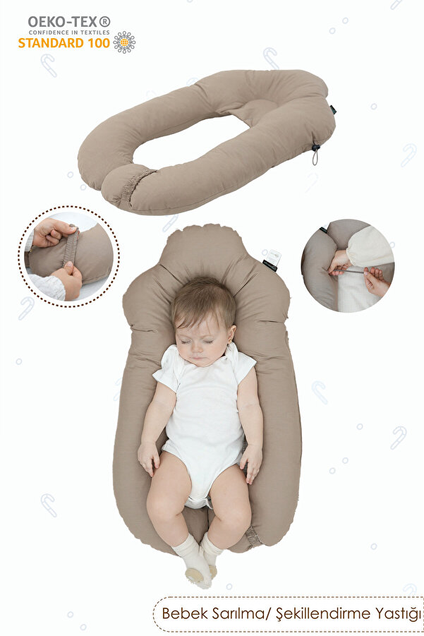 mordesign Moresleep 2'si 1 arada Bebek Sarılma ve Şekillendirme Yastığı, Düz Kafa Yastığı,Pamuklu,Uyku Yastığı