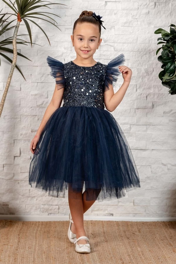 Mnk Baby&Kids Tüllü Kız Çocuk KPL Elbise MNK0526 LACİVERT