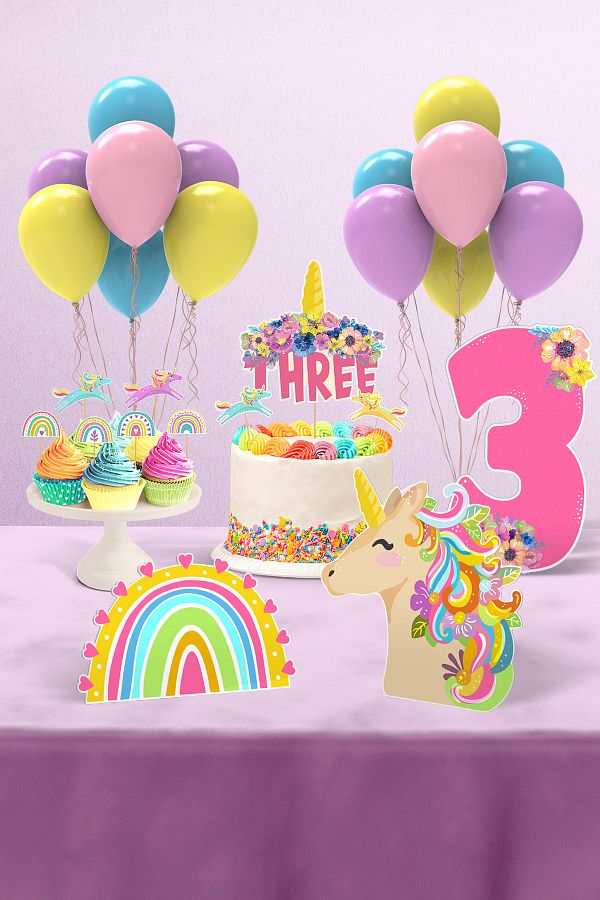 Hey Parti Unicorn Birthday Concept 3 Year Old Party Set Mini Trendyol