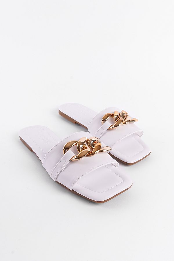 Capone Outfitters-Jednoproužkové dámské pantofle s řetízkem 1