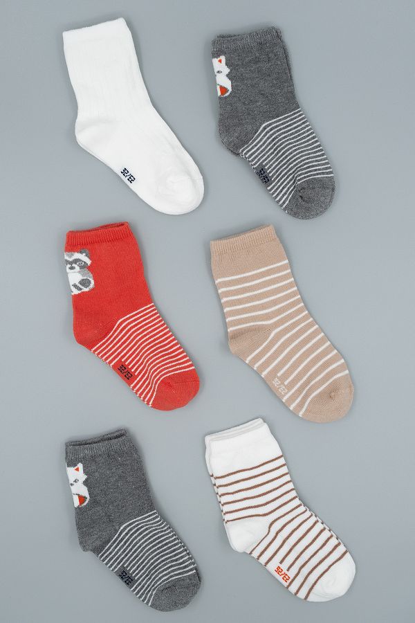 HİTRA-6 Pack Organic Cotton Baby Boy / Kids Socks 1