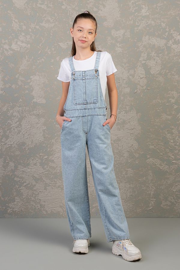 DMB BOYS & GIRLS-Salopetă confortabilă cu picior lat, denim, salopetă pentru fete 1