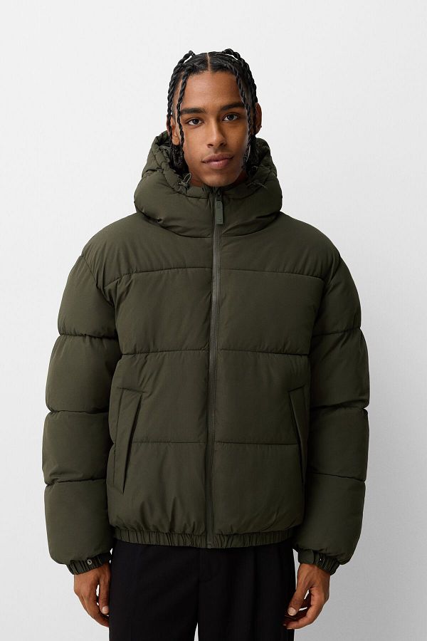 Bershka Puffer jacket with hood Trendyol