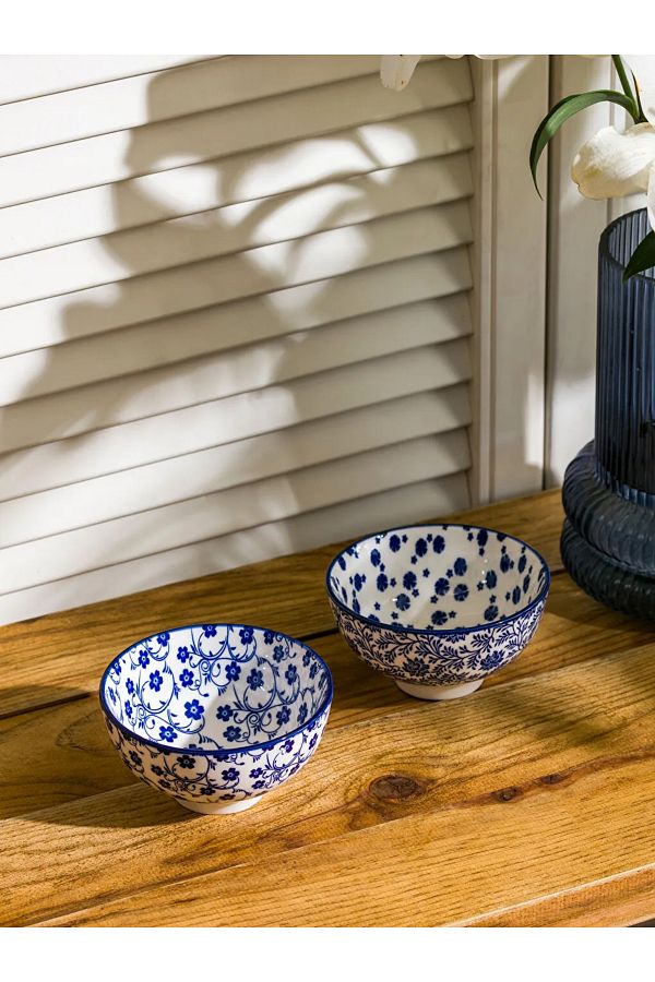LC Waikiki-Mixed Printed Patterned Ceramic Bowl Set of 2 11 cm 1