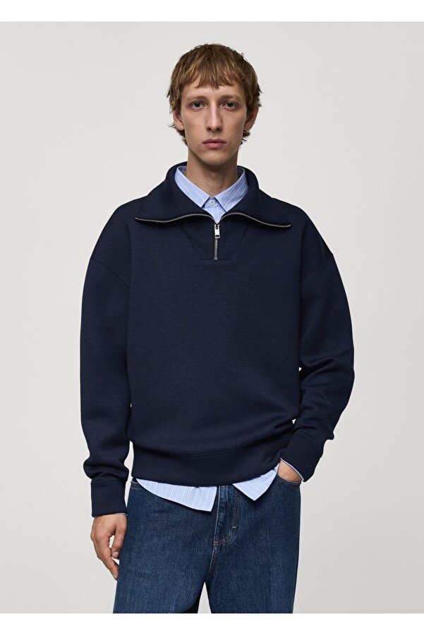 MANGO Man Locker geschnittenes Sweatshirt mit Reißverschlusskragen