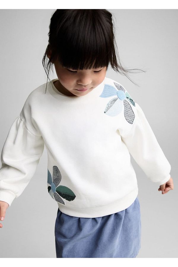 MANGO Baby-Bluza z haftem kwiatowym 1