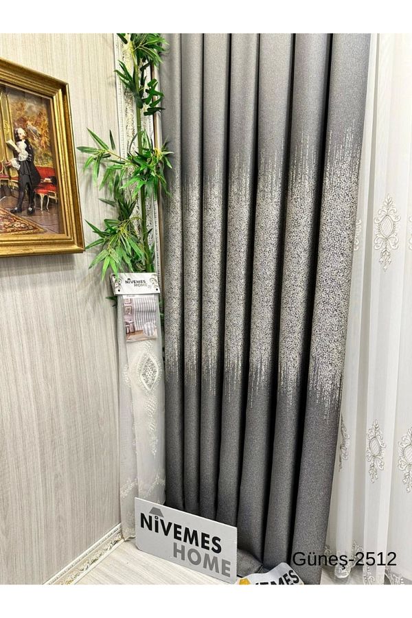 NİVEMESHOME-Nivemeshome Sun Ft632121 Anthracite V-2512 1/3 Frequent Pleated Background Curtain Apm 1