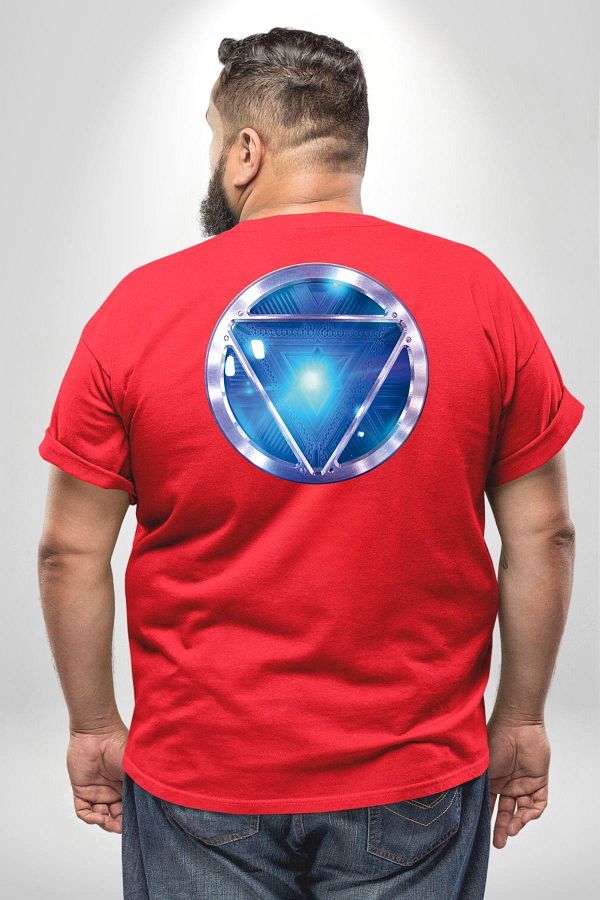 Angemiel Iron Man Arc Reactor Big Size Red Unisex T Shirt Back Printed Trendyol