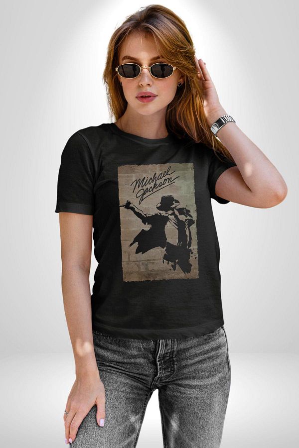 Angemiel Michael Jackson Women Men Unisex Black Organic Printed T Shirt Combed Cotton High Quality Trendyol