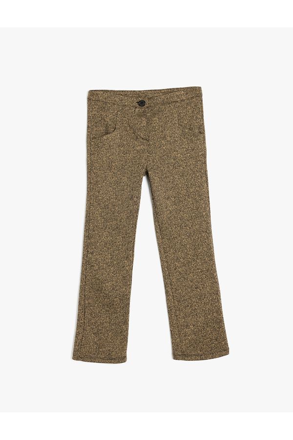 Koton-Viscose Blend Slim Fit Trousers with Elastic Waist and Pockets 1